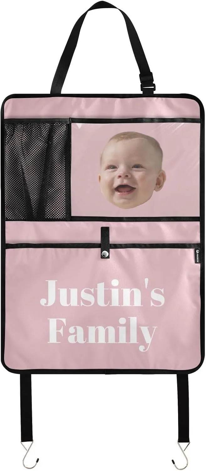 1 Pink Custom Car Seat Protector Kick Mats Back Seat Covers 1 PCS Car Storage Organizer Backseat Car Organizer for Suv Cars Truck Men Women Car Accessories with PVC Pocket