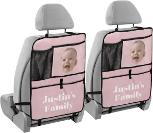 1 Pink Custom Car Seat Protector Kick Mats Back Seat Covers 1 PCS Car Storage Organizer Backseat Car Organizer for Suv Cars Truck Men Women Car Accessories with PVC Pocket