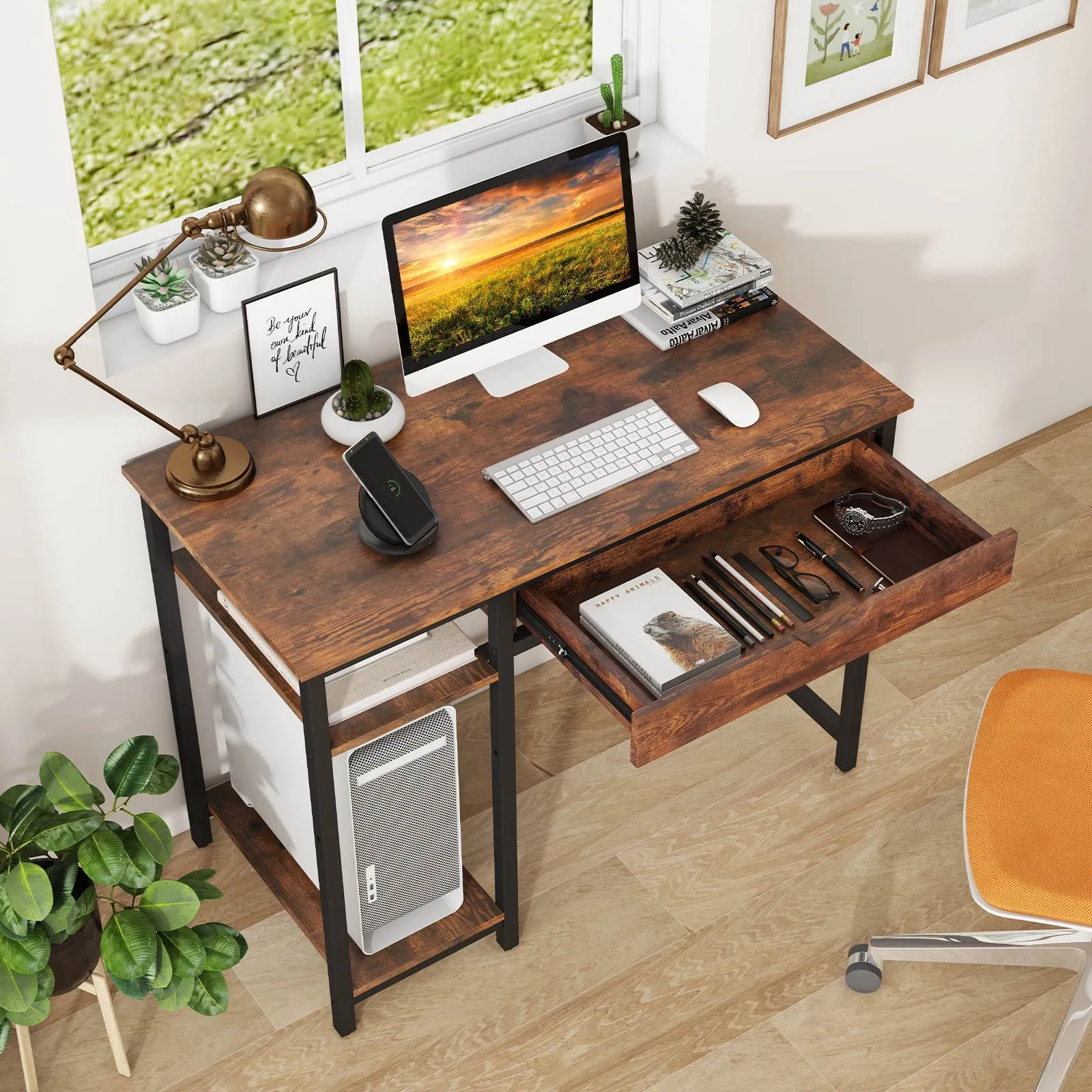 100cm Computer Desk Industrial Workstation Study Writing Desk Home Office
