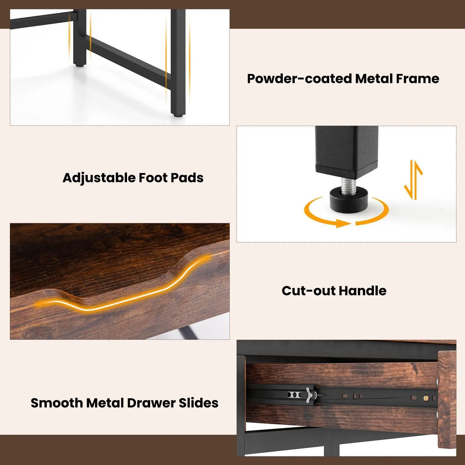 100cm Computer Desk Industrial Workstation Study Writing Desk Home Office
