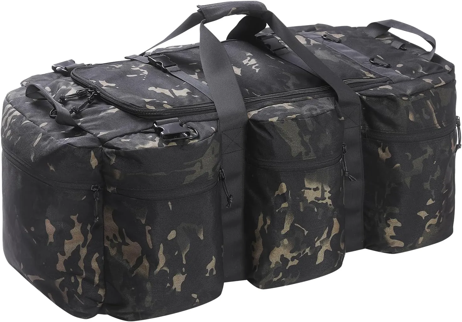 105L Military Tactical Duffle Bag For Men, Extra Large Army Duffle Bag Heavy Duty Deployment Bag, Military Duffel Bag Backpack Outdoor Gear (Camo Olive)