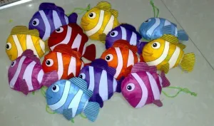 10pcs Fish Cute Portable Shopping Bag Foldable Grocery Bag Handle Bag in Folding Bags