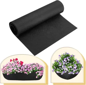 12x122 Inch Black Felt Planter Liner Roll, Non-Woven Hanging Basket Liner Coco Coir Liner Alternative Breathable Outdoor Planter Liner Window Box Liners for Metal Basket Flower Pot Raised Garden Bed