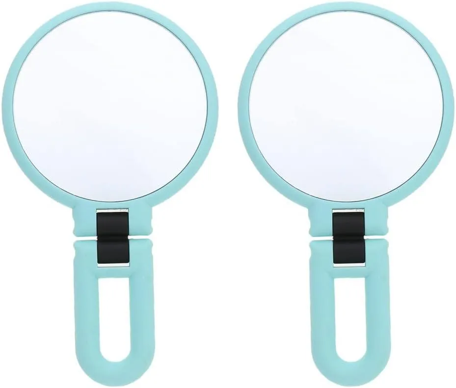 15x Foldable Magnifying Make-up Mirror for Double-Sided Makeup - Double Sided Glass Mirror Great for Daily Makeup and Grooming - Portable Handheld and Countertop Green Makeup