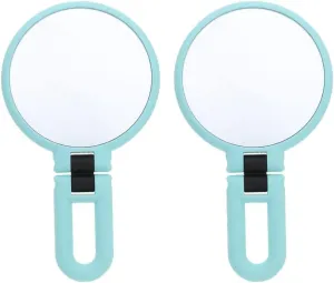15x Foldable Magnifying Make-up Mirror for Double-Sided Makeup - Double Sided Glass Mirror Great for Daily Makeup and Grooming - Portable Handheld and Countertop Green Makeup