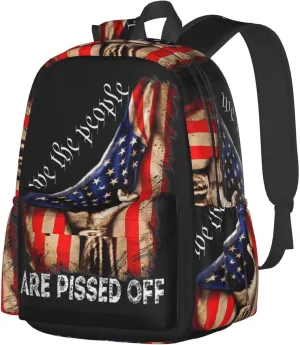 1776 America Independence Day We the People Vintage America Flag Casual Backpacks Large Travel Backpack Laptop Rucksack Sports Daypack Adjustable Strap Bag for Camping Hiking