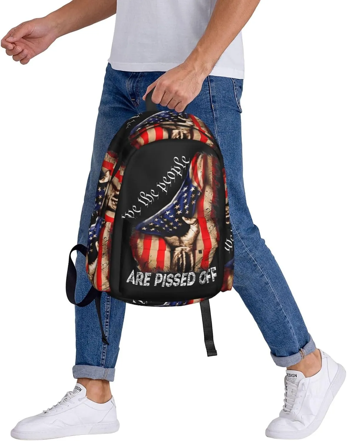 1776 America Independence Day We the People Vintage America Flag Casual Backpacks Large Travel Backpack Laptop Rucksack Sports Daypack Adjustable Strap Bag for Camping Hiking
