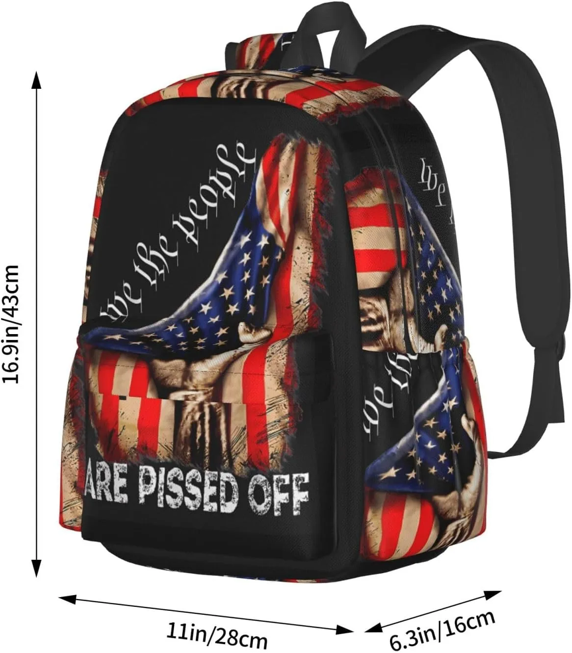 1776 America Independence Day We the People Vintage America Flag Casual Backpacks Large Travel Backpack Laptop Rucksack Sports Daypack Adjustable Strap Bag for Camping Hiking