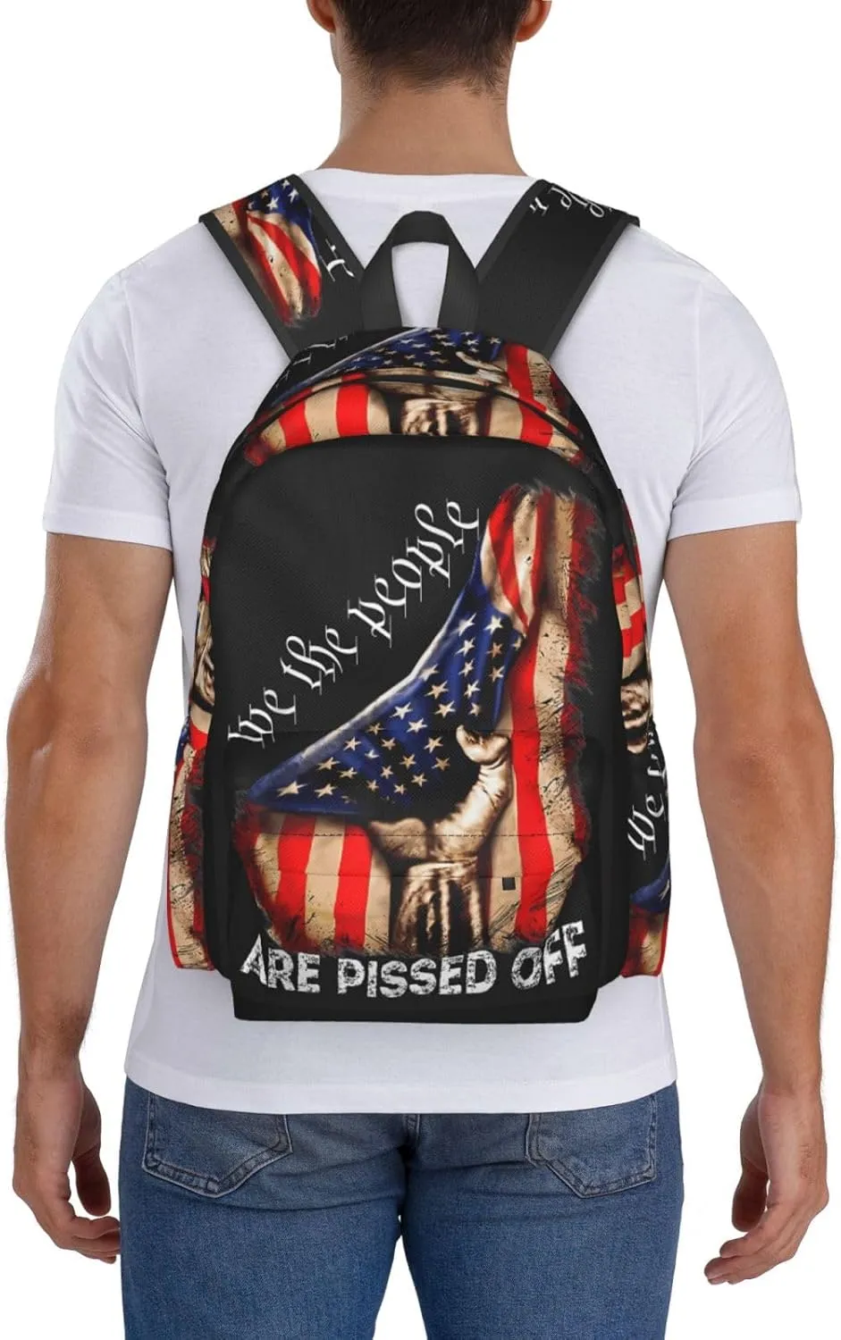1776 America Independence Day We the People Vintage America Flag Casual Backpacks Large Travel Backpack Laptop Rucksack Sports Daypack Adjustable Strap Bag for Camping Hiking