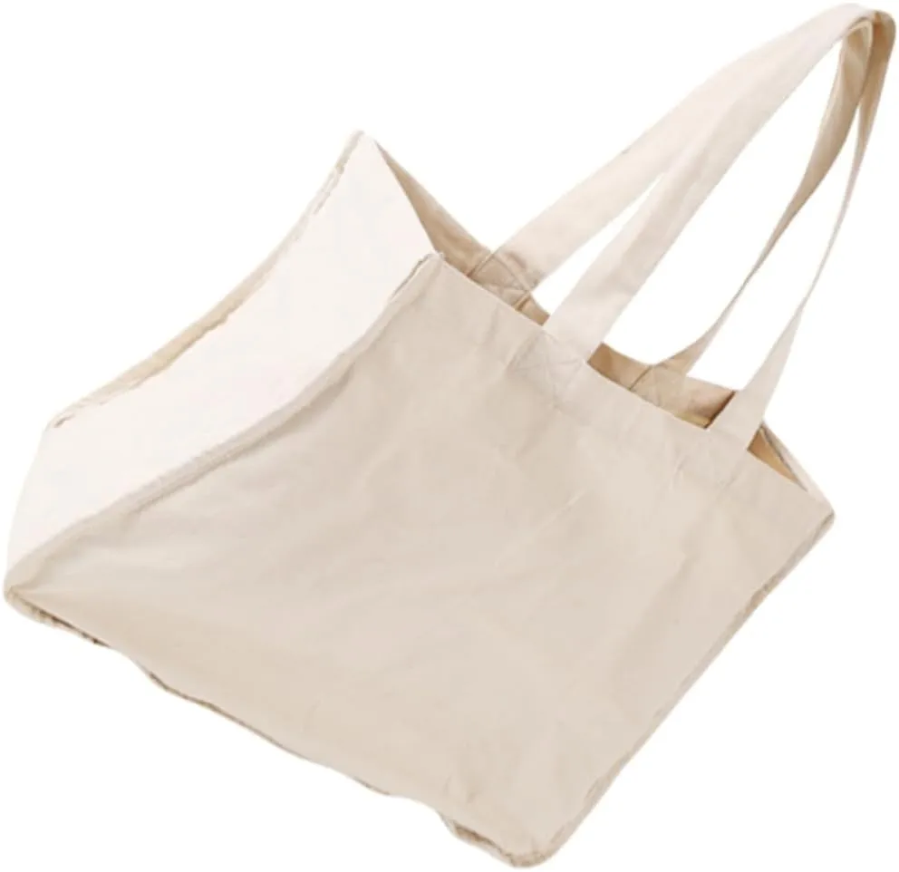 1Pc Large Capacity Cotton Grocery Pouch Handbag for Shopping Travel and Beach Use Canvas Tote Bag with Double Handles for Versatile Carrying