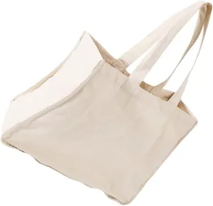 1Pc Large Capacity Cotton Grocery Pouch Handbag for Shopping Travel and Beach Use Canvas Tote Bag with Double Handles for Versatile Carrying
