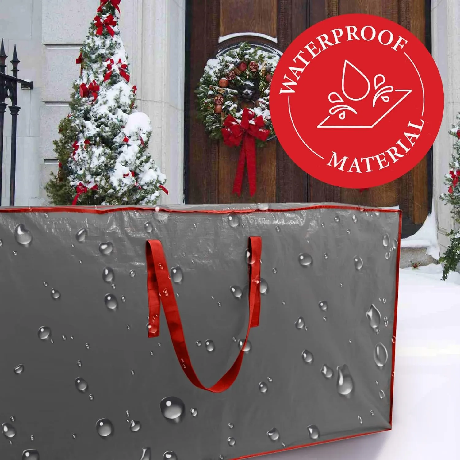2-Pack Christmas Tree Storage Bags, Fits Up to 7.5 FT Tall, Waterproof, Gray, Zipper Closure