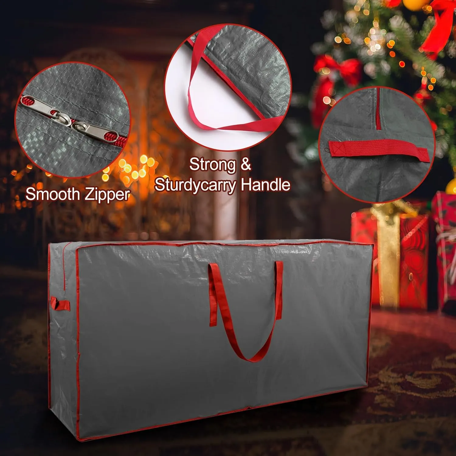 2-Pack Christmas Tree Storage Bags, Fits Up to 7.5 FT Tall, Waterproof, Gray, Zipper Closure