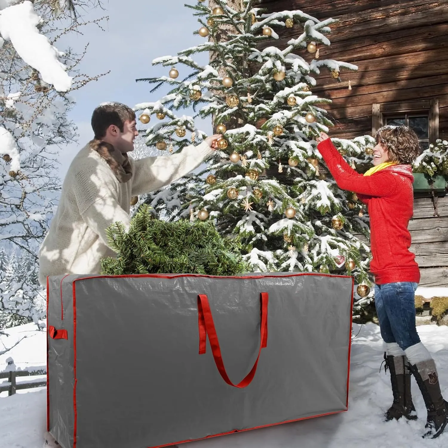 2-Pack Christmas Tree Storage Bags, Fits Up to 7.5 FT Tall, Waterproof, Gray, Zipper Closure