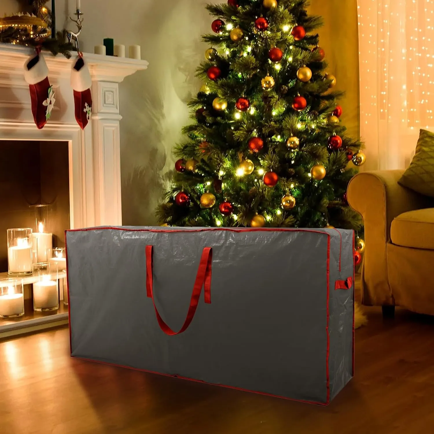 2-Pack Christmas Tree Storage Bags, Fits Up to 7.5 FT Tall, Waterproof, Gray, Zipper Closure