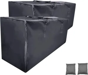 2 Pack Outdoor Cushion Storage Bag Waterproof, 45.5" L x 18.5" W x 20" H Outdoor Pillow Storage Bag, Patio Cushion Storage Bag, Outdoor Cushion Storage Bags for Patio Furniture