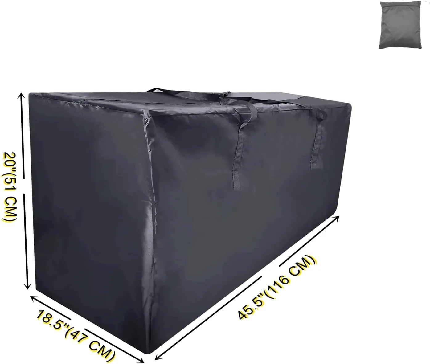 2 Pack Outdoor Cushion Storage Bag Waterproof, 45.5" L x 18.5" W x 20" H Outdoor Pillow Storage Bag, Patio Cushion Storage Bag, Outdoor Cushion Storage Bags for Patio Furniture