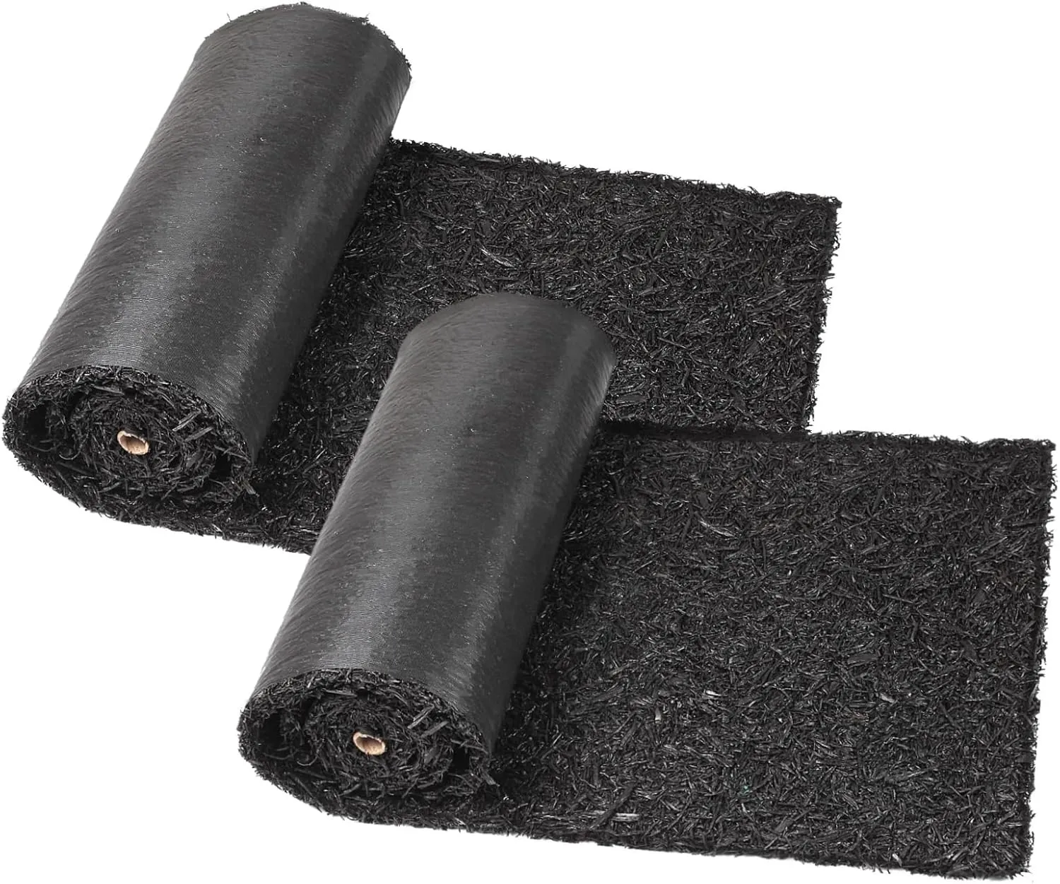2 Pack Recycled Rubber Mulch Mat Roll Black Permanent Mulch Walkway Pathway for Landscaping Outdoor 8' x 2'