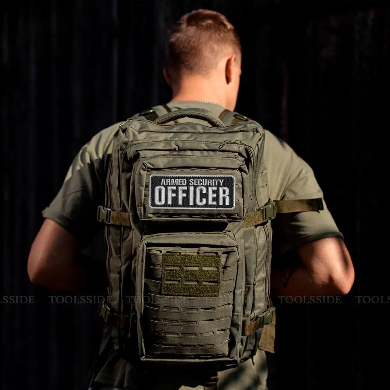 2 PCS Armed Security Officer Patches 4x10 & 2x5 Hook and Loop System - Security Patches for Uniforms with Embroidered Letters - Quality Grey Embroidery Patch - Armed Security Officer