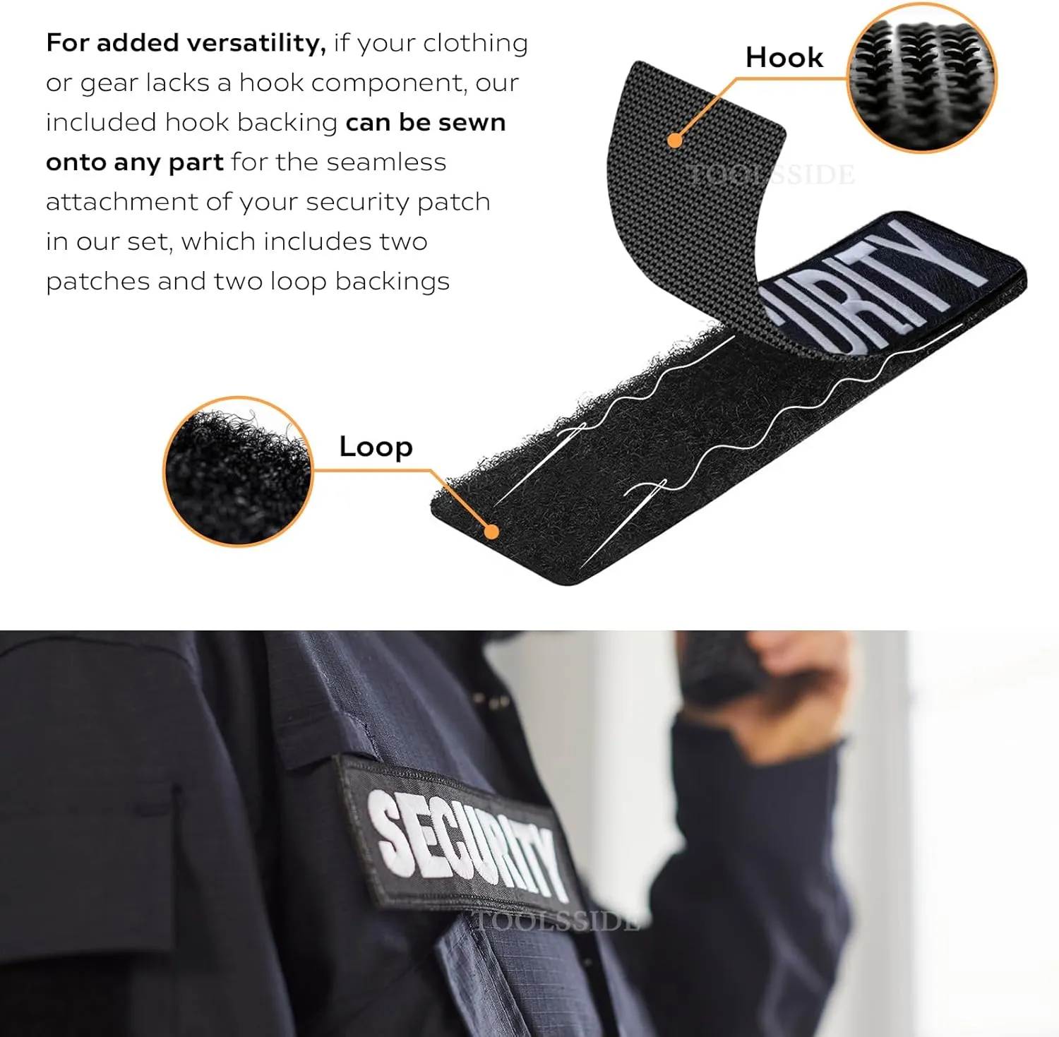 2 PCS Armed Security Officer Patches 4x10 & 2x5 Hook and Loop System - Security Patches for Uniforms with Embroidered Letters - Quality Grey Embroidery Patch - Armed Security Officer