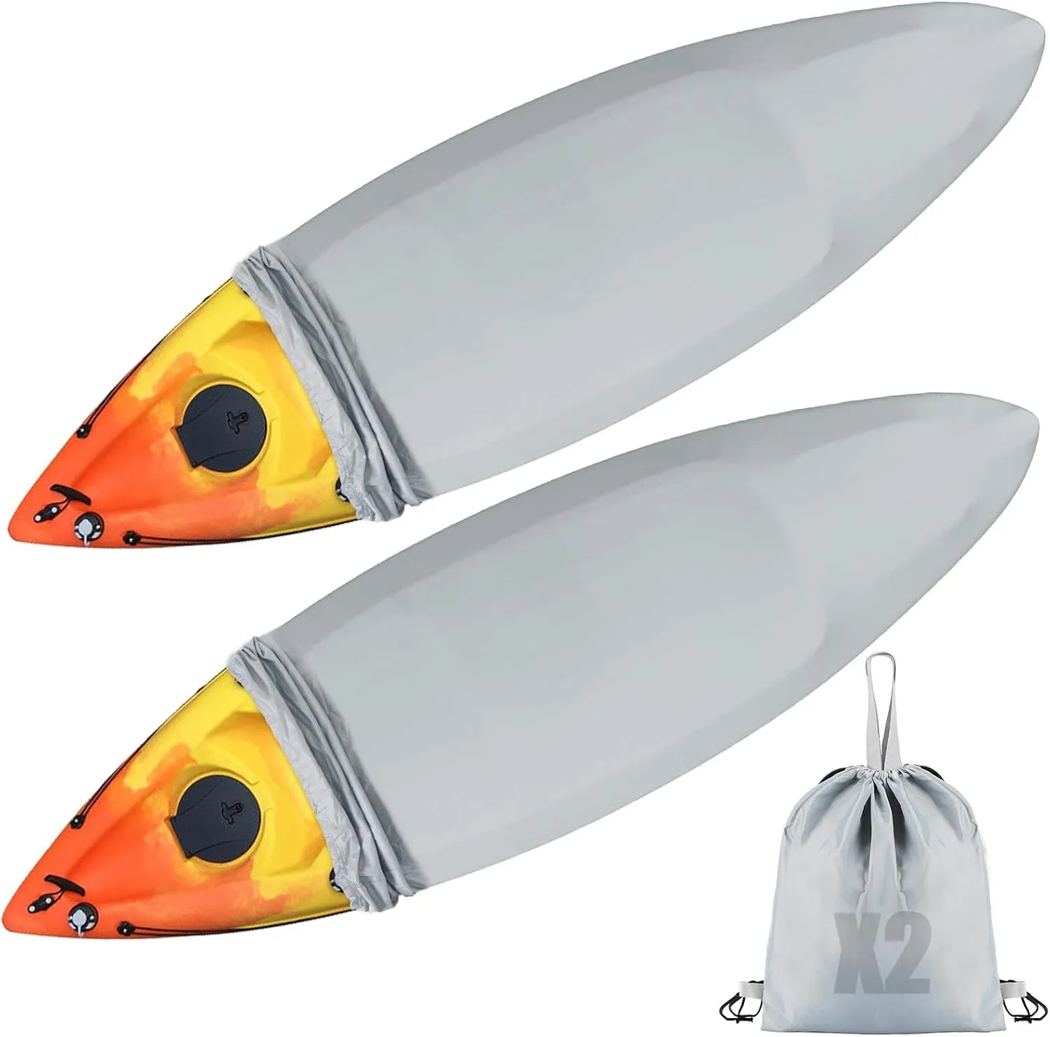 2 Pcs Kayak Covers for Outdoor Storage - Waterproof Kayak Storage Covers, Dust Protector for Canoe Boat Accessories