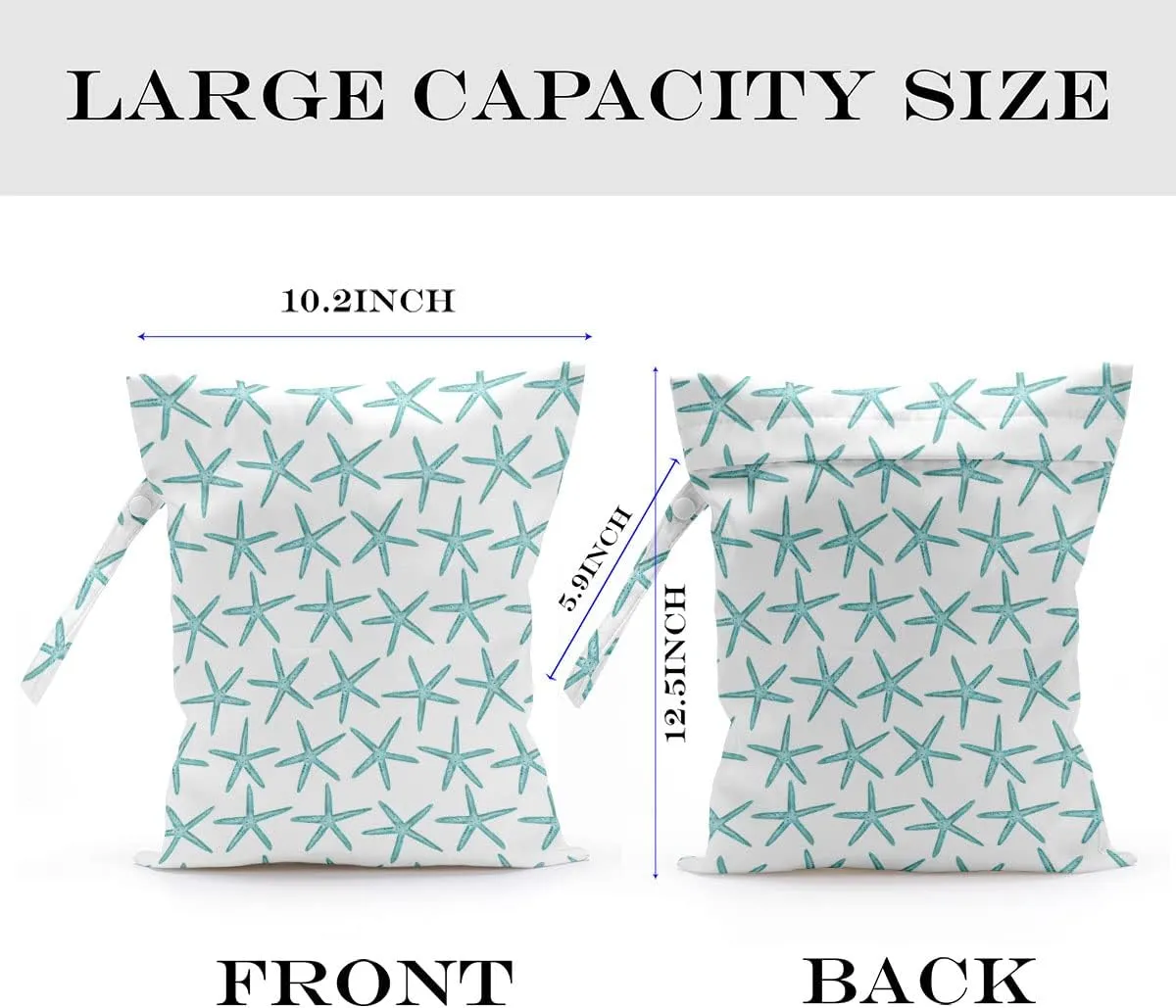 2 Pcs Wet Bag, Wet Dry Bag, Wet Bag for Swimsuit, Travel, Beach, Pool, Stroller, Diapers, Dirty Yoga Gym Clothes, Toiletries, Makeup Bag, Beach Bag Ocean Starfish Anchor Décor Birthday Gift for Women.