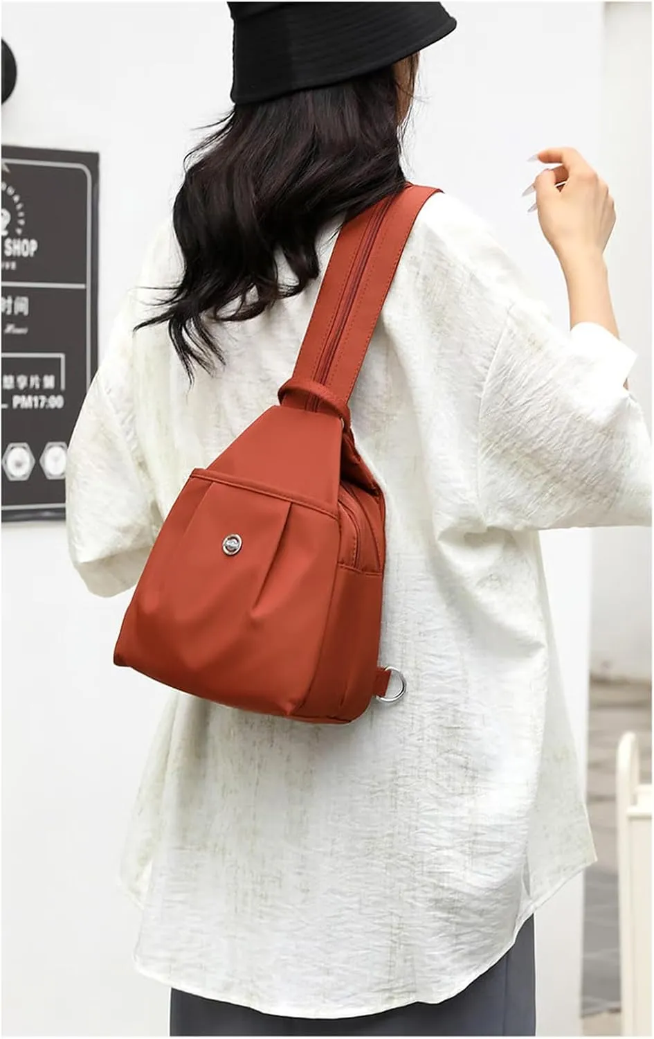 2025 Backpack Chest Bag Double Zipper Large Capacity, Adjustable Shoulder Strap Multi-layer Waterproof Oxford Fabric (Grey)