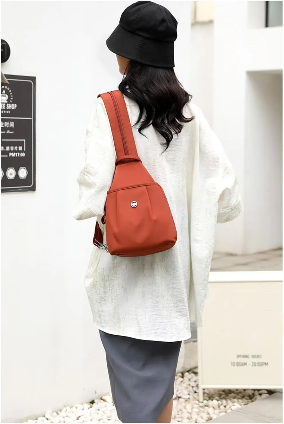 2025 Backpack Chest Bag Double Zipper Large Capacity, Adjustable Shoulder Strap Multi-layer Waterproof Oxford Fabric (Grey)