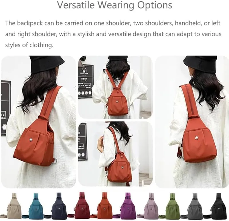 2025 Backpack Chest Bag Double Zipper Large Capacity, Vovtva Bag, Adjustable Strap Multi-layer Waterproof Oxford Fabric (Dark Blue)