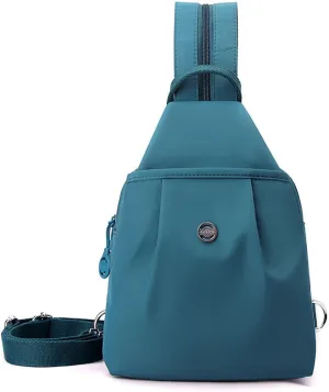2025 Backpack Chest Bag Double Zipper Large Capacity,Adjustable Shoulder Strap Multi-layer Waterproof Oxford Fabric (Agate Blue)