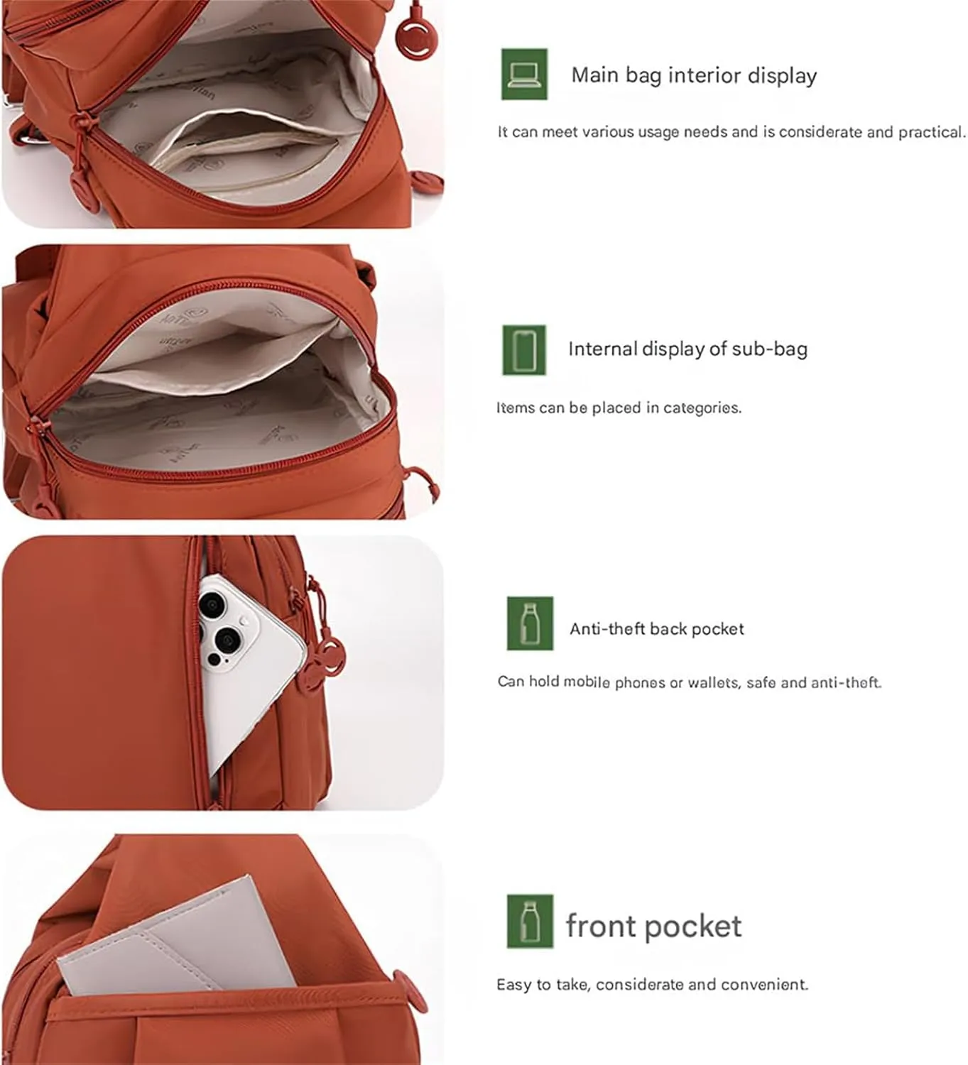 2025 Backpack Chest Bag Double Zipper Large Capacity,Adjustable Shoulder Strap Multi-layer Waterproof Oxford Fabric (Agate Blue)