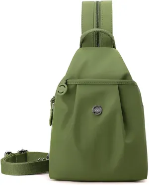2025 Backpack Chest Bag Double Zipper Large Capacity,Adjustable Shoulder Strap Multi-layer Waterproof Oxford Fabric (Avocado Green)