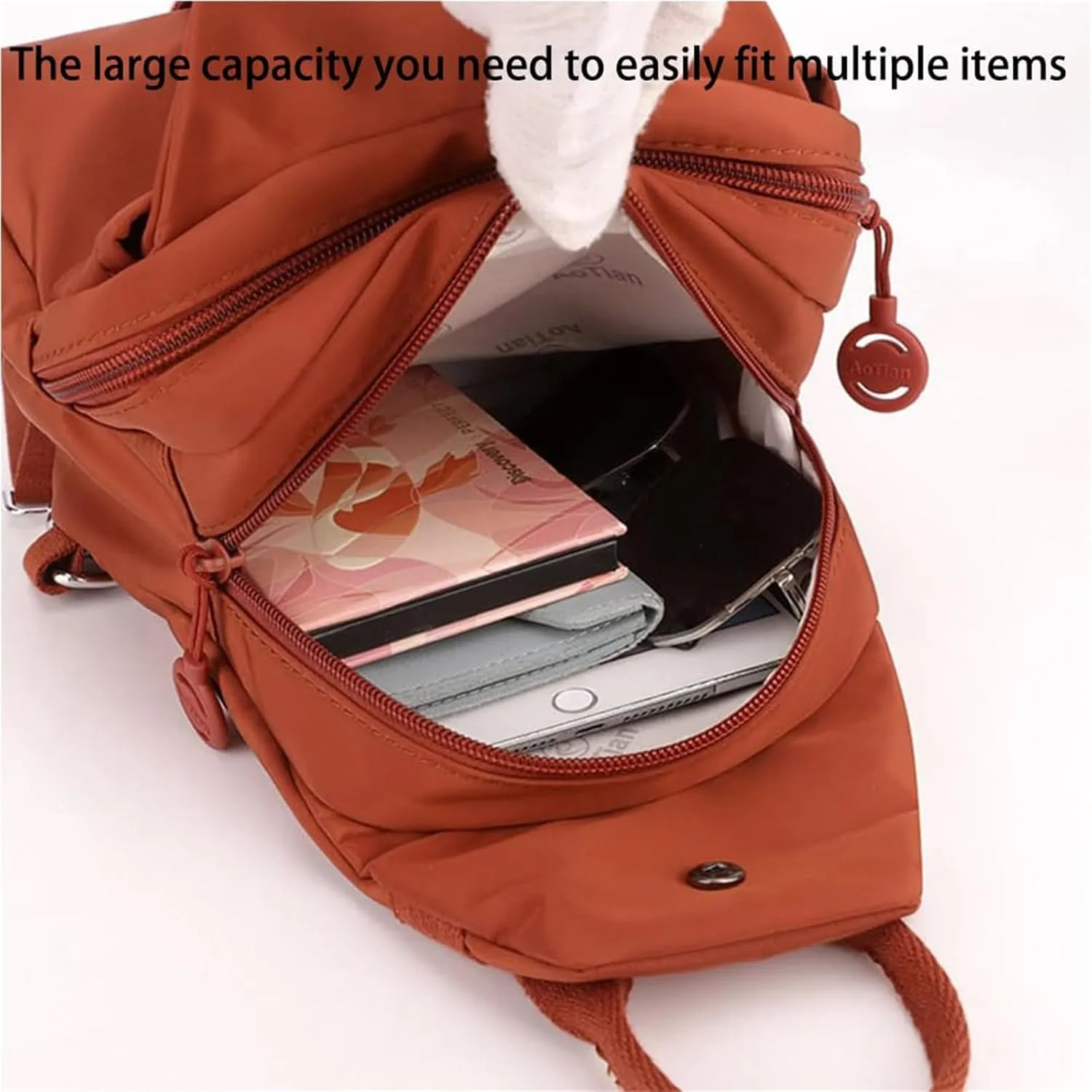 2025 Backpack Chest Bag Double Zipper Large Capacity,Adjustable Shoulder Strap Multi-layer Waterproof Oxford Fabric (Black)