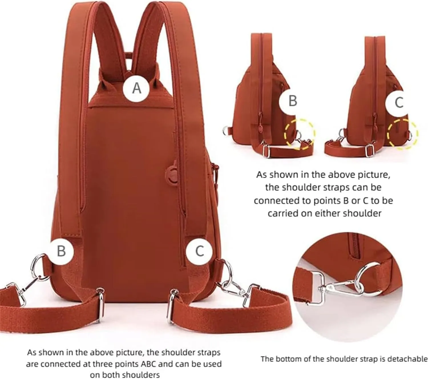 2025 Backpack Chest Bag Double Zipper Large Capacity,Adjustable Shoulder Strap Multi-layer Waterproof Oxford Fabric (Taro Pink)