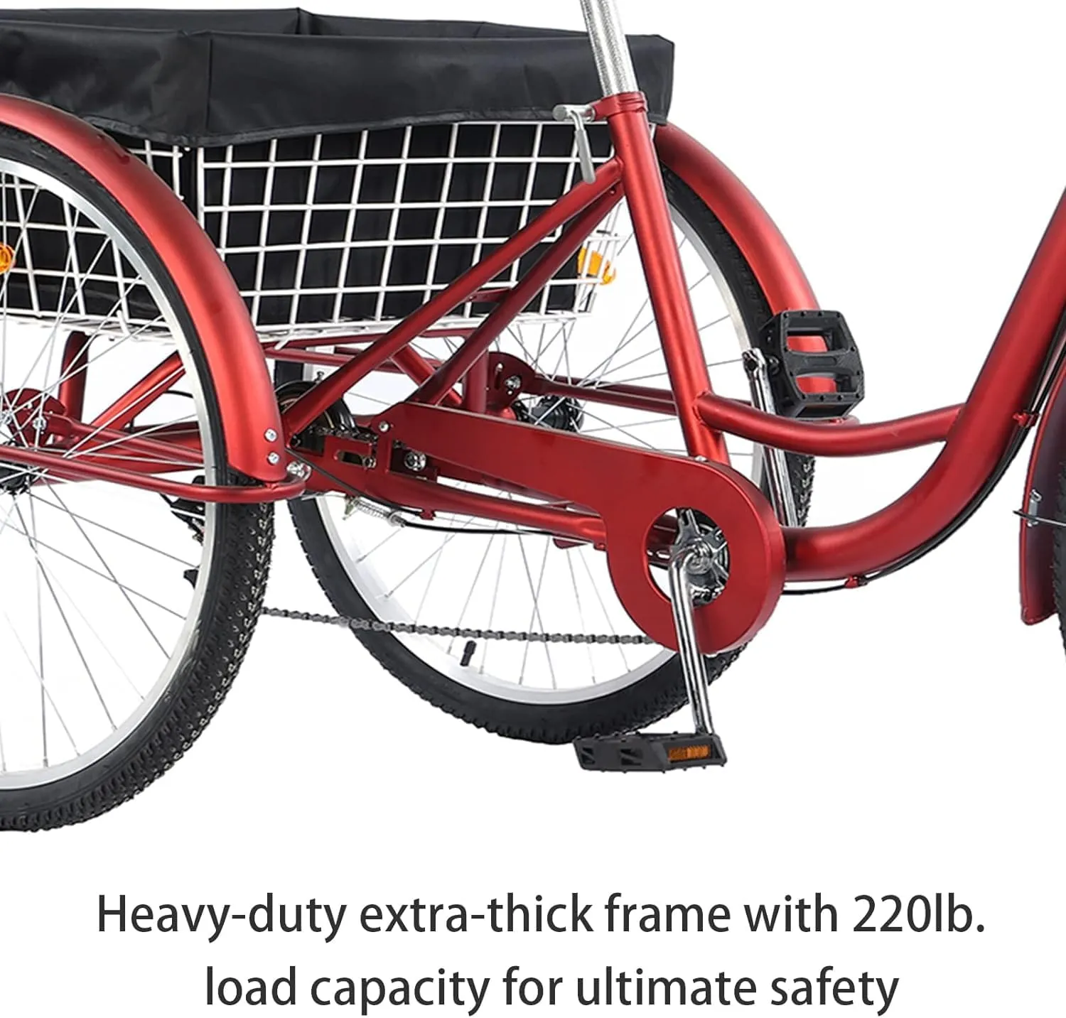 24/26" Adult Tricycle 7 Speed, 3 Wheel Mountain Trikes, Three Wheeled Bikes with Basket & Backrest Seat for Seniors, Women, Men, Multiple Colors
