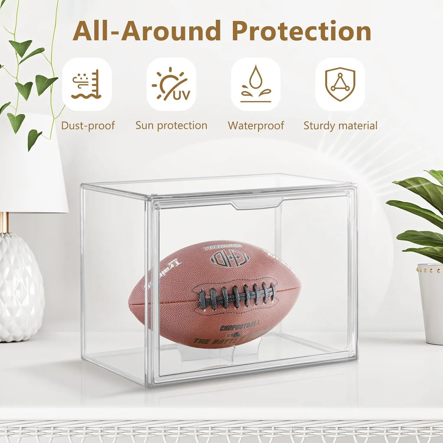 2PCS Handbag Organizer Storage, Makeup Organizer Storage, Clear Stackable Storage Bins, UV Protected Display Case for Handbags and Autographed Footballs,Large Action Figure, Book,Shoes,Hat,Models
