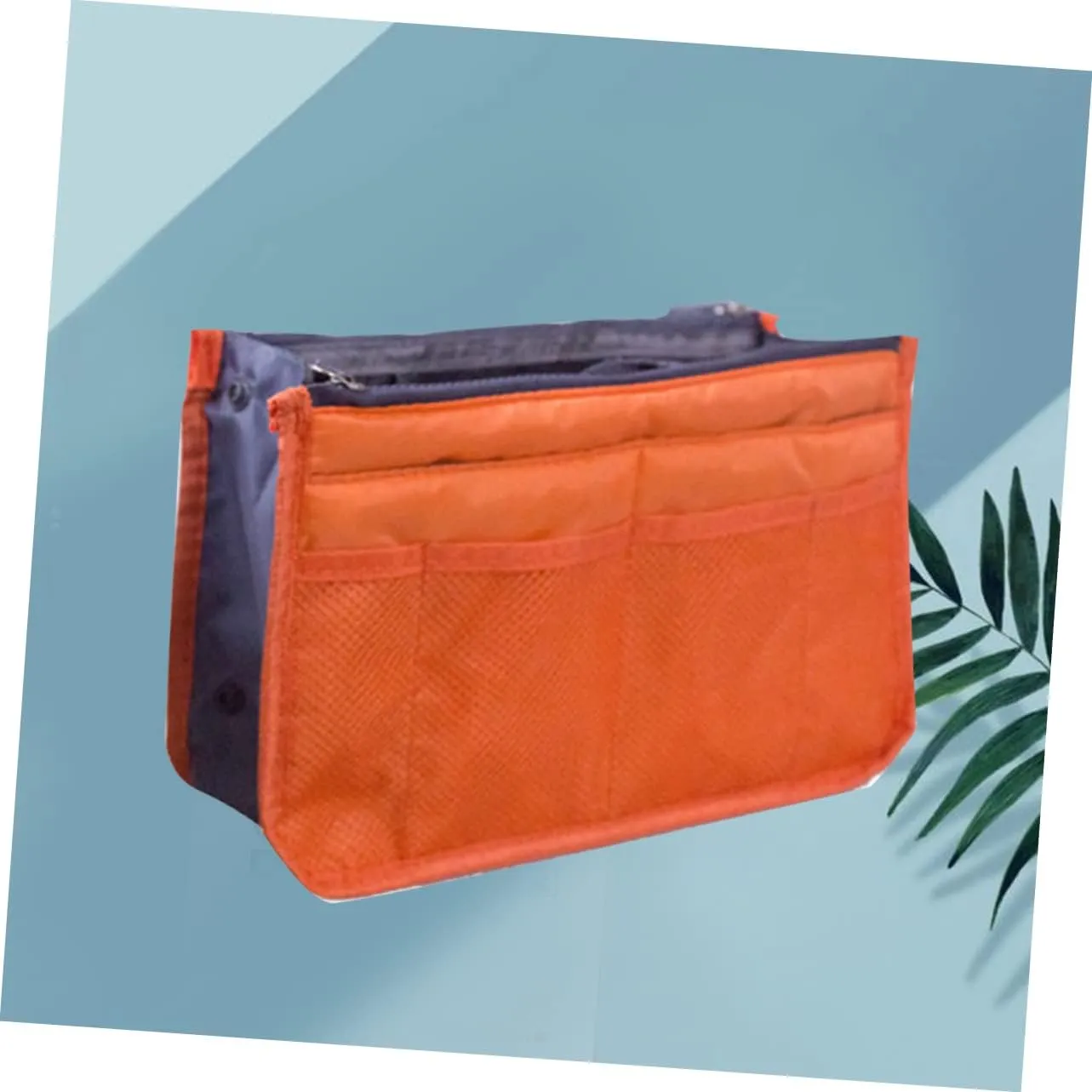 2pcs Travel Storage Bag Handheld Makeup Double Zipper Storage Bag Toiletries Portable Handbag, Orangex2pcs, 18*16.5cmx2pcs