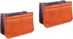 2pcs Travel Storage Bag Handheld Makeup Double Zipper Storage Bag Toiletries Portable Handbag, Orangex2pcs, 18*16.5cmx2pcs