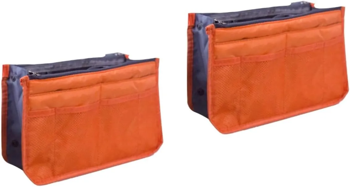 2pcs Travel Storage Bag Handheld Makeup Double Zipper Storage Bag Toiletries Portable Handbag, Orangex2pcs, 18*16.5cmx2pcs