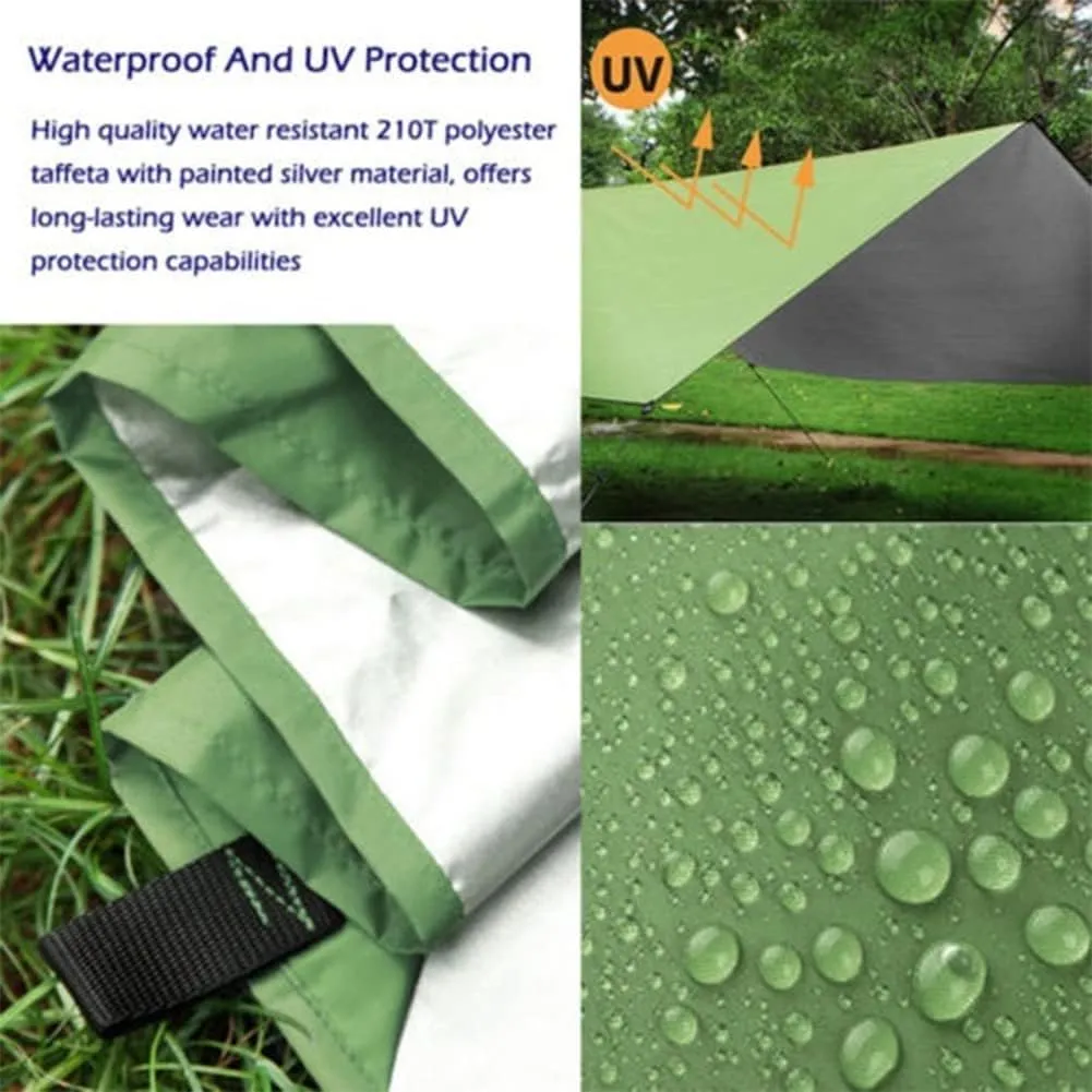 3X3 M 10X10 Ft Waterproof Tarp Camping Tarp UV Light Taper Tent Suntan UV Cut Camp Ultra Lightweight Tent Curtain Equipped with Outdoor Storage Case