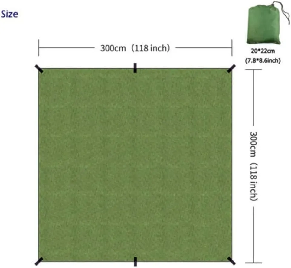 3X3 M 10X10 Ft Waterproof Tarp Camping Tarp UV Light Taper Tent Suntan UV Cut Camp Ultra Lightweight Tent Curtain Equipped with Outdoor Storage Case