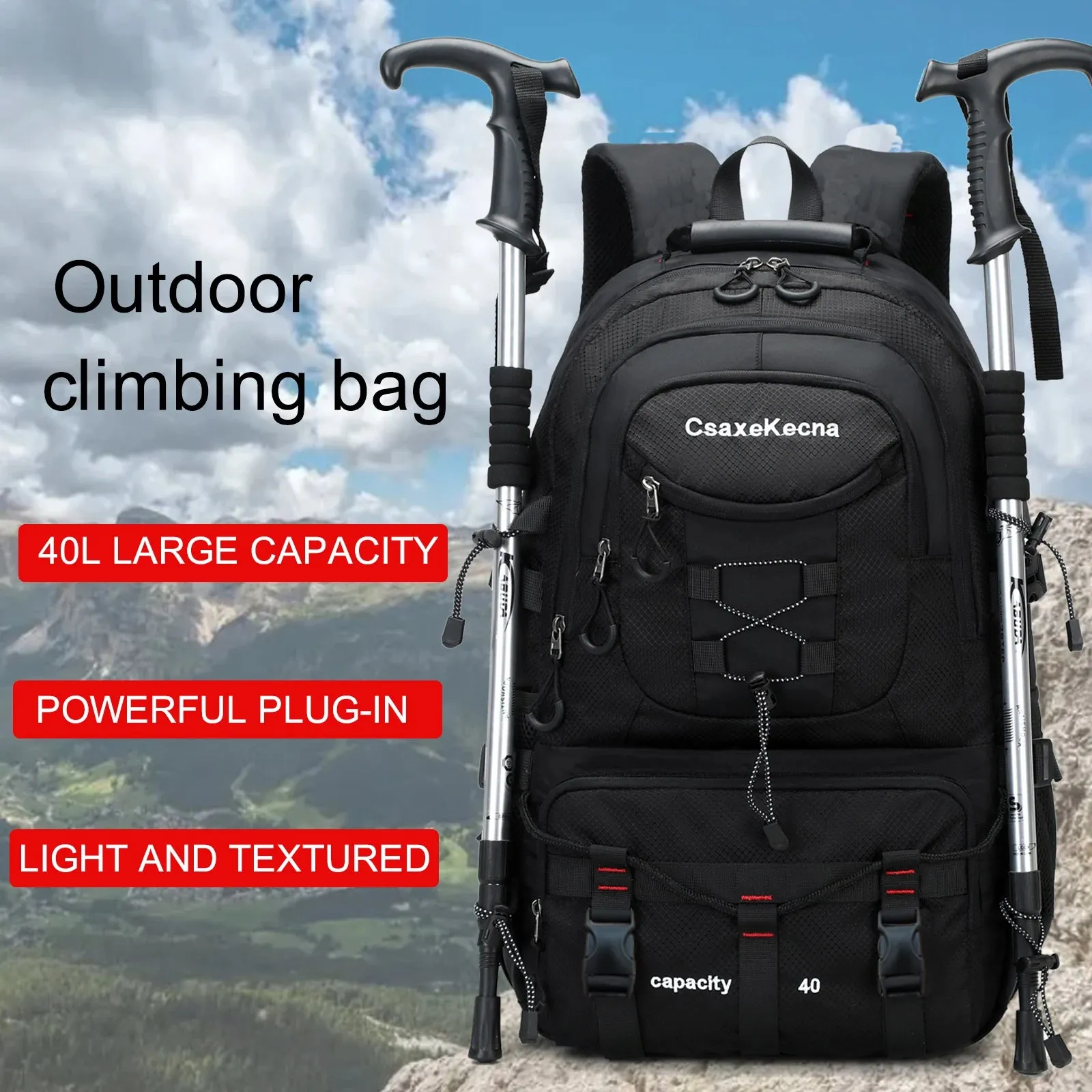 40L Waterproof Lightweight Travel Backpack for Outdoor Hiking and Camping