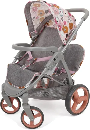 509 Crew: Melange Flora - Mabelle Duo Twin Doll Stroller - Accessory for 2 Dolls Up to 18", Foldable Design, Retractable Canopy, Kids Toy, Ages 3 