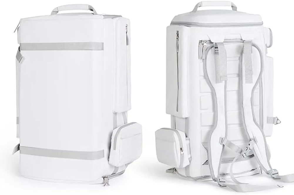 55L Large Padded Ski Backpack, Travel Backpack for Skiing Gear, Professional Ski Boot Bag, Water-Resistant Backpack for Skiing, Ski Gear Bag Backpacks for Boots & Snowboard,White