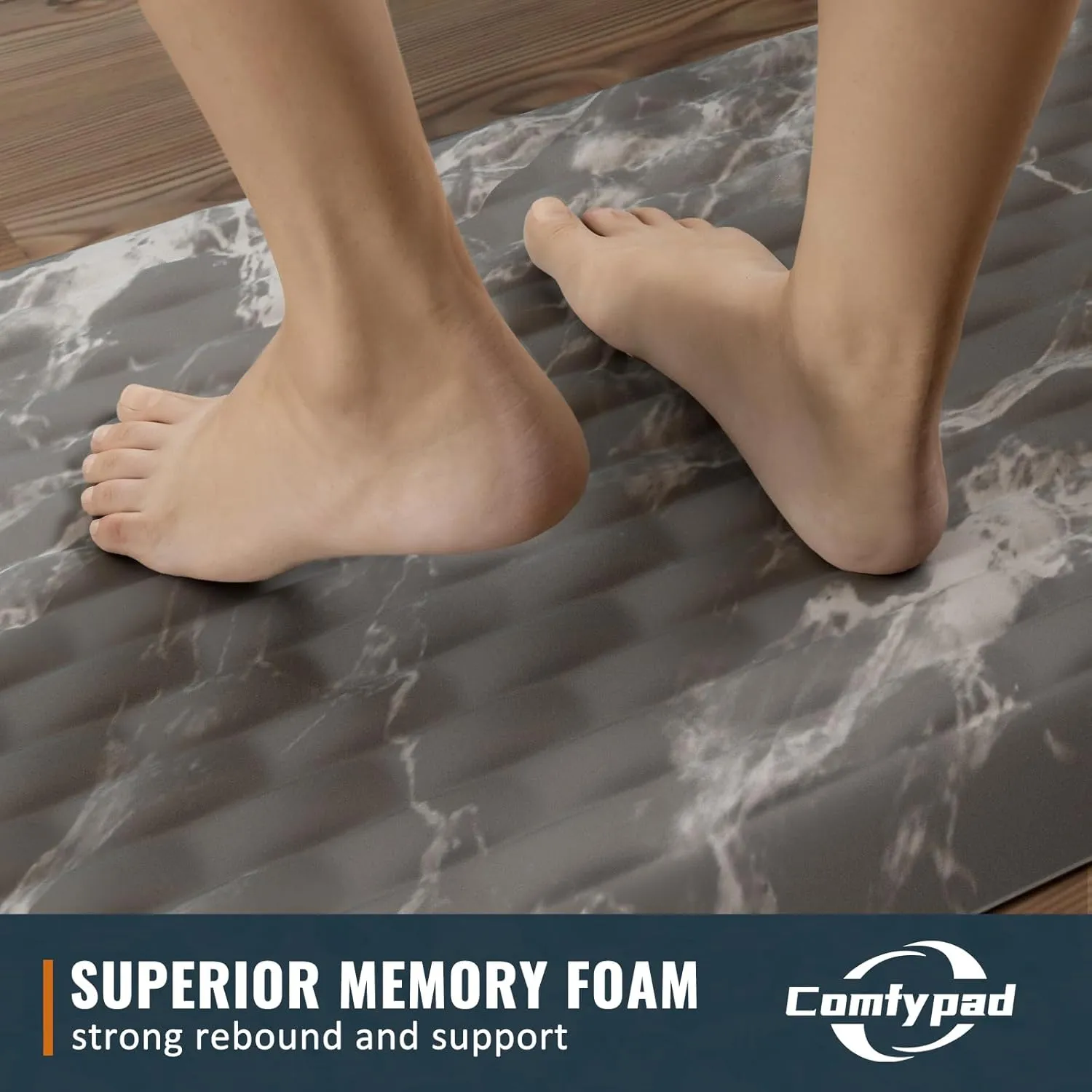 5/6 Inch Thick Anti-Fatigue Floor Mat,Ergonomic Office Standing Desk Mat, Kitchen Rug - Comfort & Durable Foam, Water Absorbing, Cushioned Non-Slip Bottom (19" x 32", White Marble Pattern)
