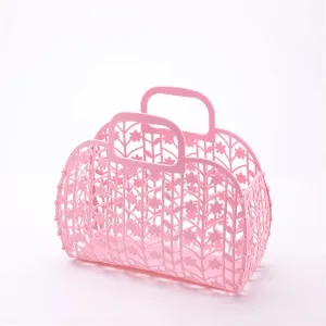 5PC Detachable Shower Basket Plastic Bath Basket Bathroom Hollow Wash Storage Basket Shopping Basket Home Storage Organization (Color : A)