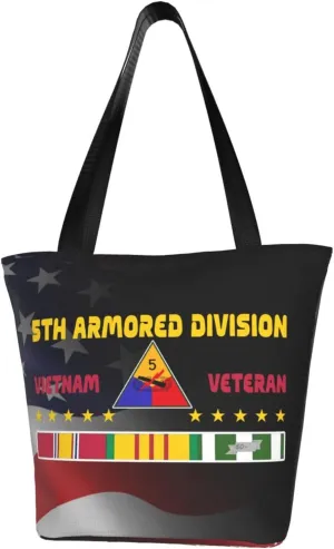 5th Armored Division Vietnam Veteran Fashion Shoulder Bag Large Capacity For Man Or Woman