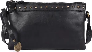 9 inch Women's Genuine Italian Leather Boho Studded Crossbody Sling Bag – Premium Quality, Stylish