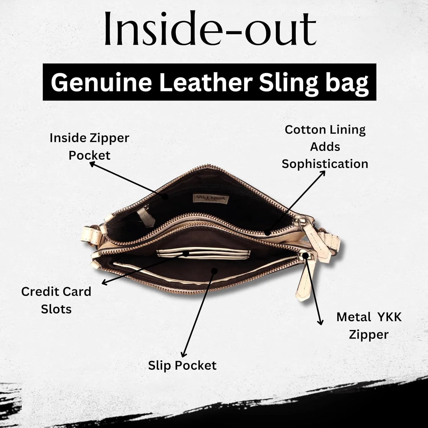 9 inch Women's Genuine Italian Leather Boho Studded Crossbody Sling Bag – Premium Quality, Stylish