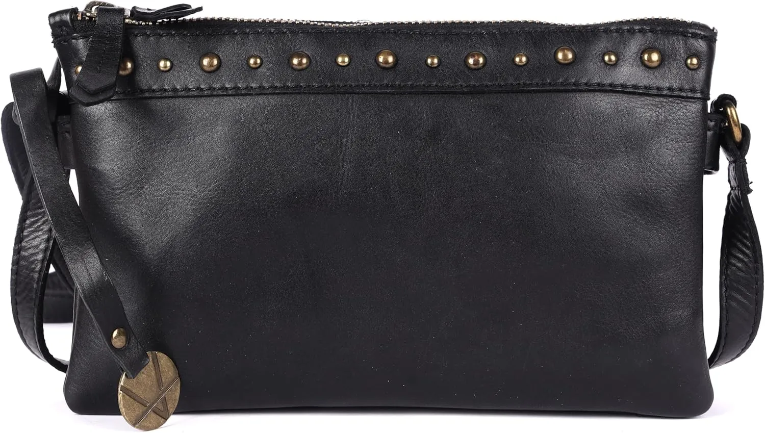 9 inch Women's Genuine Italian Leather Boho Studded Crossbody Sling Bag – Premium Quality, Stylish